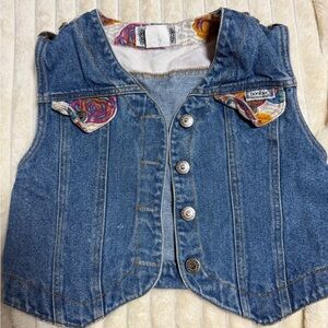 Vintage Bonjour Cropped Demin Vest Farm Girl
